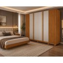 Ver imagem 1 de Guarda Roupa Casal Grande MDF Ripado 6 Portas Premium- Arbo