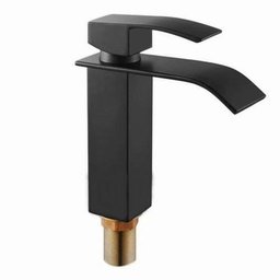 Torneira Banheiro Monocomando Cascata Bica Baixa Preta - 1