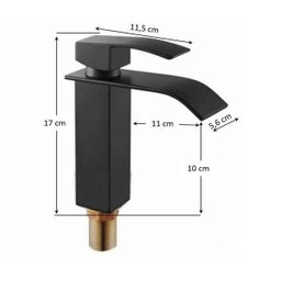 Torneira Banheiro Monocomando Cascata Bica Baixa Preta - 3