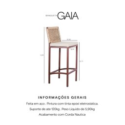 Kit 4 BANQUETA GAIA – Corda náutica rami assento corino bege - 4