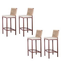 Kit 4 BANQUETA GAIA – Corda náutica rami assento corino bege - 1