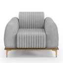 Ver imagem 7 de Kit Sofá 2 Lugares 150cm com 2 Poltronas Molino Pés D'ouro D02 Linho Cinza D-315 - Lyam Decor