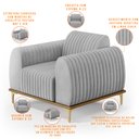 Ver imagem 3 de Kit Sofá 2 Lugares 150cm com 2 Poltronas Molino Pés D'ouro D02 Linho Cinza D-315 - Lyam Decor