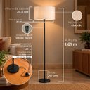 Ver imagem 2 de Luminária de Chão Piso Abajur Altura 1,6m Alumínio com Cúpula Redonda Ref 88 Preto Cup Bege