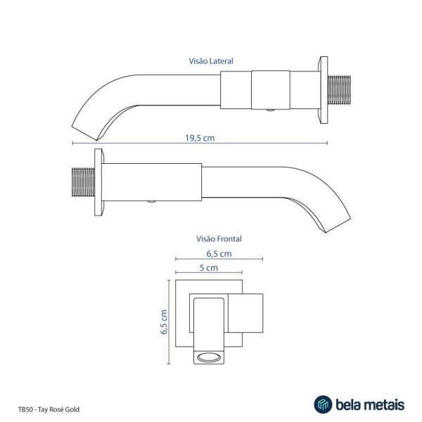 Torneira De Parede Para Banheiro - Tay Rosé Gold - 5