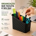 Ver imagem 6 de Organizador Mesa Bancada Rattan Multiuso Preto 3 Divisorias Porta Treco Objetos Escritorio Cozinha