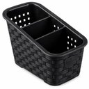 Ver imagem 5 de Organizador Mesa Bancada Rattan Multiuso Preto 3 Divisorias Porta Treco Objetos Escritorio Cozinha