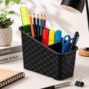 Ver imagem 4 de Organizador Mesa Bancada Rattan Multiuso Preto 3 Divisorias Porta Treco Objetos Escritorio Cozinha