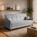 Ver imagem 1 de Sofá Cama Reclinável Caribe Bouclê Cinza 2,02m - King House