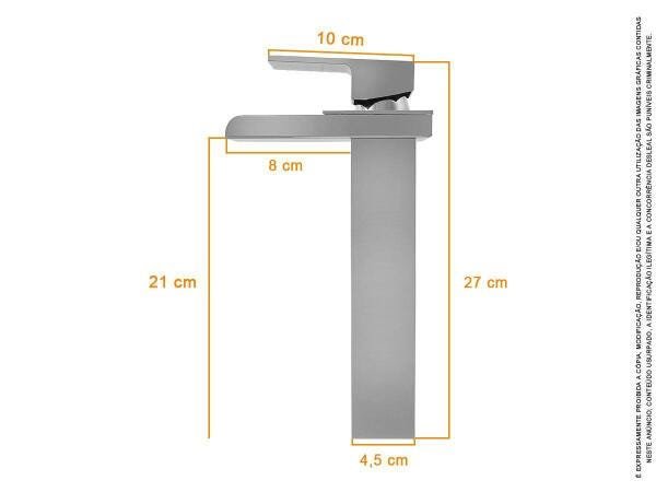 Torneira Banheiro Monocomando Cascata Alta Calha Metal 1209 - 4