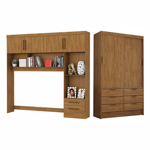 Guarda Roupa Casal Modulado Sevilha 4 e 2 Portas 8 Gavetas Carioca Móveis