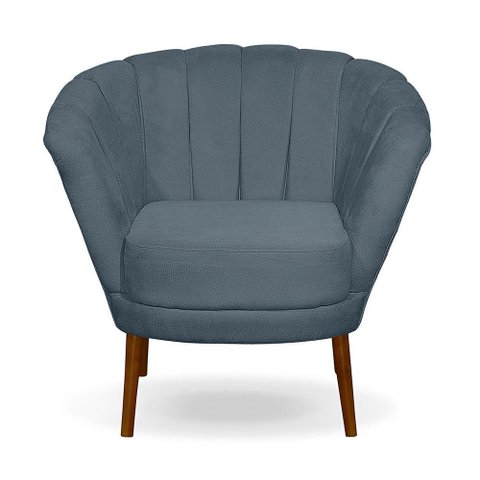 Poltrona Cadeira Pétala Flor Decorativa Suede Azul Turquesa