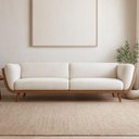 Ver imagem 5 de Sofá Salezi 3 Lugares 240cm Caramelo Courino e Bouclé Off White