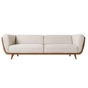 Ver imagem 1 de Sofá Salezi 3 Lugares 240cm Caramelo Courino e Bouclé Off White