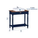 Ver imagem 5 de Bancada Aparador Mini Lavabo 1 Gaveta e Prateleira com Cuba Linz Móveis- Azul Petróleo/imbuia Glazer