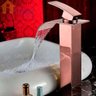 Torneira Banheiro Lavabo Cascata Rose Gold Alta 32Cm - 3