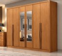 Ver imagem 1 de Guarda-Roupa Casal 6 Portas 6 Gavetas com Espelho 100% MDF Reno 276x236cm Marrom/Cinamomo