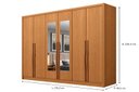 Ver imagem 4 de Guarda-Roupa Casal 6 Portas 6 Gavetas com Espelho 100% MDF Reno 276x236cm Marrom/Cinamomo