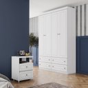 Ver imagem 1 de Conjunto Quarto Juvenil Americano com Guarda-Roupa 4 Portas Branco