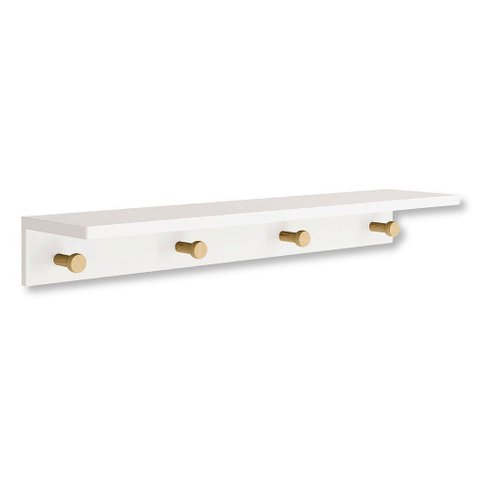 Prateleira Cabideiro Fosco Madeira Natural Bia 89 cm Branco