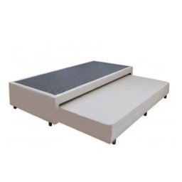 Cama Box Bicama Auxiliar Solteiro Suede Espuma 8cm 40x88x188 Bege - 1