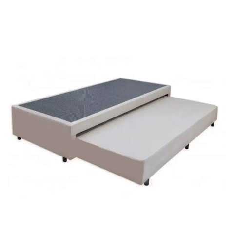 Cama Box Bicama Auxiliar Solteiro Suede Espuma 8cm 40x88x188 Bege