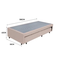 Cama Box Bicama Auxiliar Solteiro Suede Espuma 8cm 40x88x188 Bege - 3