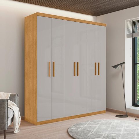 Guarda Roupa 3 Gavetas e 6 Portas Chade Naturalle Off White