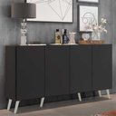 Ver imagem 3 de Aparador Buffet Retrô Multimóveis Veneza 4 Portas FG3556 Preto/Branco