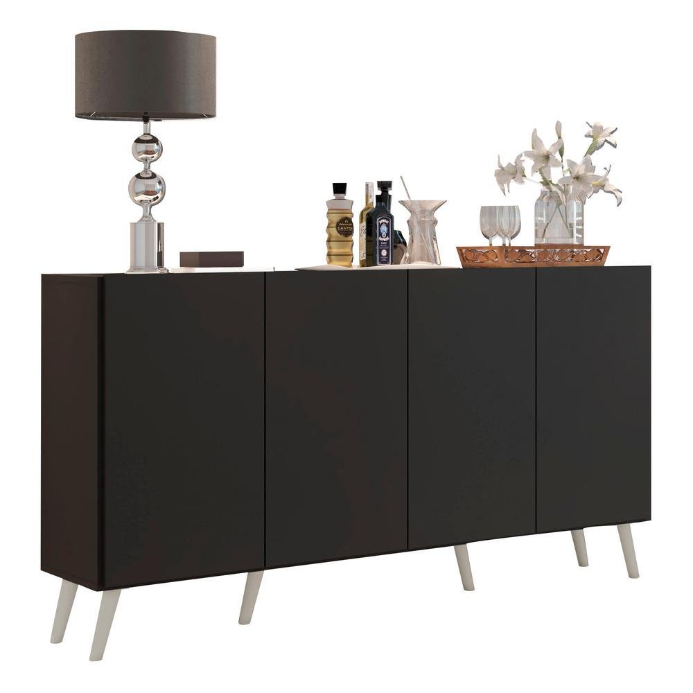 Aparador Buffet Retrô Multimóveis Veneza 4 Portas FG3556 Preto/Branco - 2