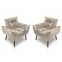 Ver imagem 1 de Kit 02 Poltrona Opala Decorativa Suede Bege