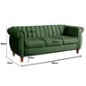 Sofá Chesterfield Realeza 3 Lugares Decoração Retrô - Veludo Verde - 4