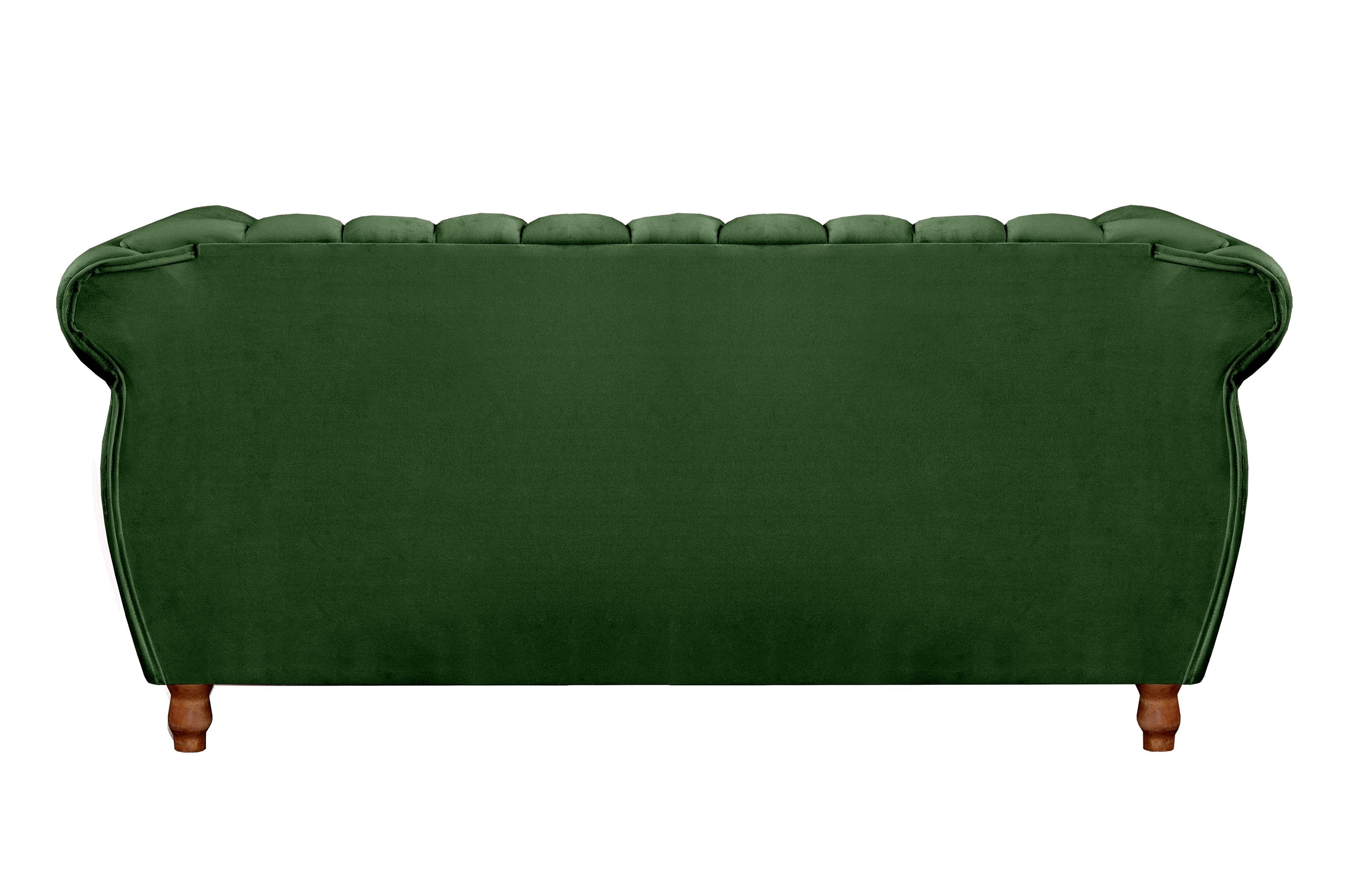 Sofá Chesterfield Realeza 3 Lugares Decoração Retrô - Veludo Verde - 3