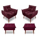 Ver imagem 1 de Kit C-02 Poltronas Opala + 02 Puff Opala Elegante Suede Bordo