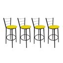 Ver imagem 1 de Kit 4 Banquetas Alta Preta Cozinha Gourmet Americana Balcão:amarelo