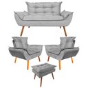 Ver imagem 1 de Kit Namoradeira + 2 Poltronas Opalas + 1 Puff Opala Suede Cinza