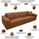 Ver imagem 5 de Sofá 3 Lugares para Sala Living 228cm Boracay K01 Couríssimo Camel - Lyam Decor