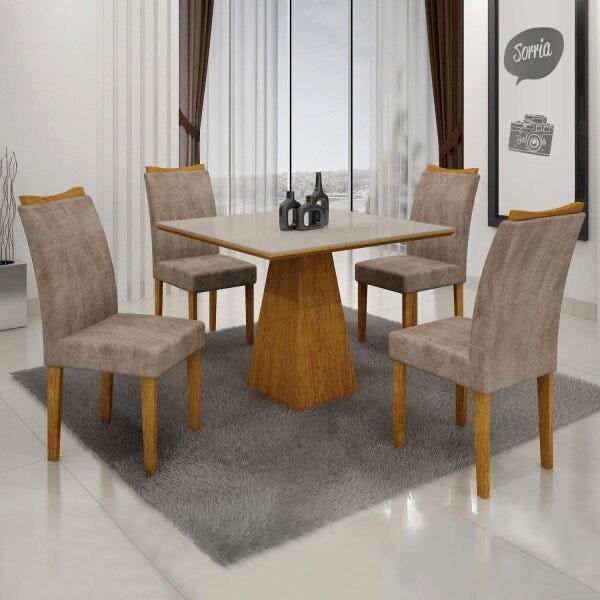 Conjunto Sala de Jantar 4 Cadeiras Itália Espresso Móveis - 1