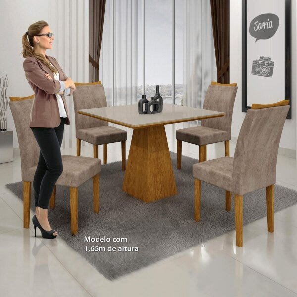 Conjunto Sala de Jantar 4 Cadeiras Itália Espresso Móveis - 5
