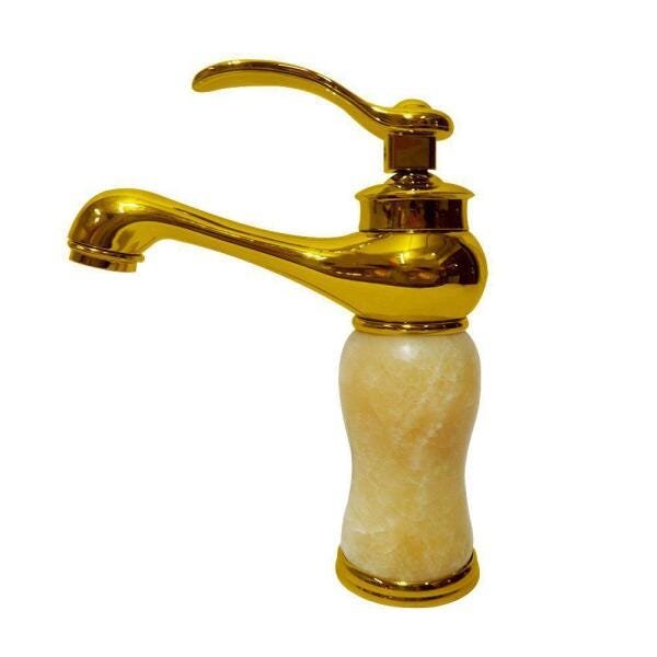 Torneira Vintage Bancada Dourada Luxo Monocomando Marmore - 2