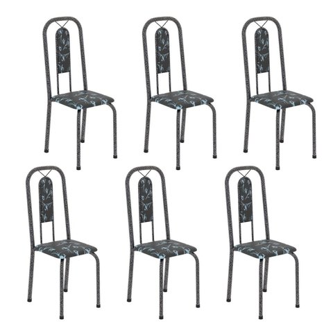 Cadeiras para Sala de Jantar 6 Unidades Lívia Prata/Preto Floral/Mart