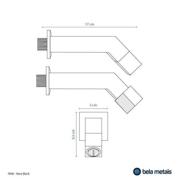 Torneira De Parede Para Banheiro (Nera Preta) - 8
