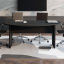 Ver imagem 1 de Mesa de Reunião Orgânica 180x105cm com Caixa de Tomadas e Pés em Metal Corporate Preto
