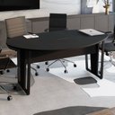 Ver imagem 6 de Mesa de Reunião Orgânica 180x105cm com Caixa de Tomadas e Pés em Metal Corporate Preto