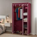 Ver imagem 2 de Guarda Roupa Portatil Duplo Cabideiro Arara 4 Prateleiras Sapateira Organizador Desmontavel Viagem