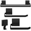 Ver imagem 1 de Kit Acessórios Banheiro com Ventosa Preto 4 Peças Duplo Max