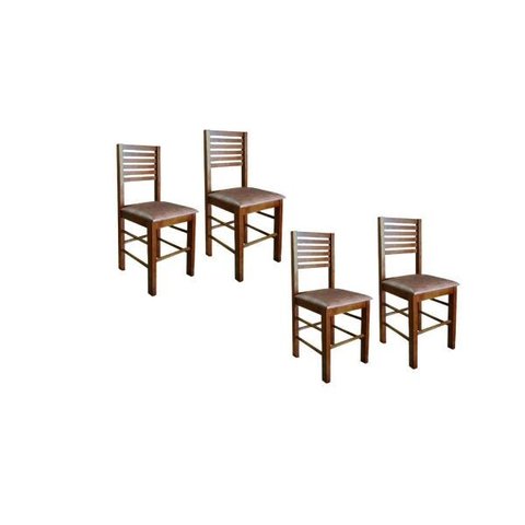 Kit 4 Cadeiras Laguna Imbuia de Madeira Maciça e Estofado Marrom - Top Madeira