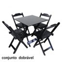 Ver imagem 2 de Kit com 2 Jogos de Mesa 70x70 com 4 Cadeiras Dobráveis Cada Preto - Top Madeira