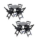Ver imagem 1 de Kit com 2 Jogos de Mesa 70x70 com 4 Cadeiras Dobráveis Cada Preto - Top Madeira