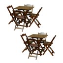 Ver imagem 1 de Kit com 2 Jogo de Mesa 70x70 com 4 Cadeiras Dobráveis Cada Imbúia - Top Madeira
